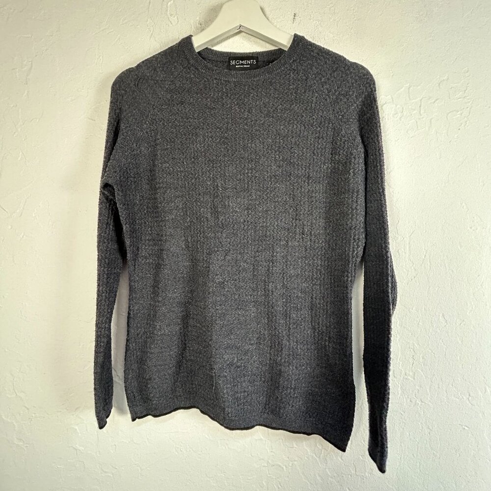 Segments Womens Merino Blend Knit Crew Neck Sweater Small Gray Pullover Cozy